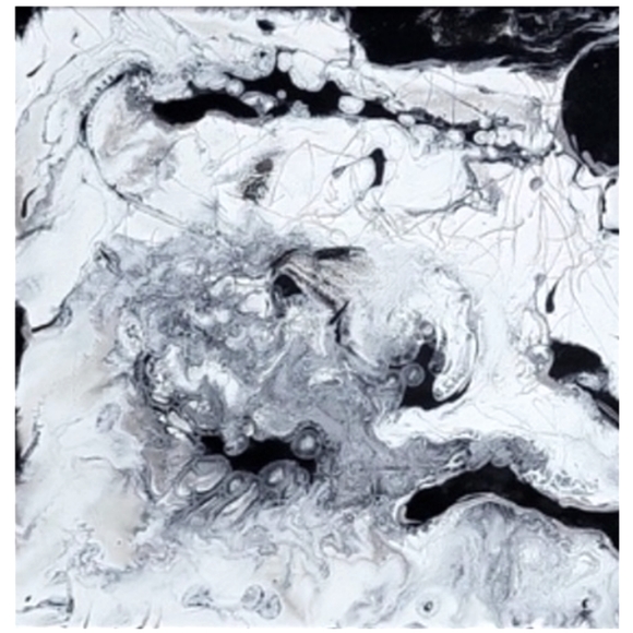 Black White and Silver Abstract Design 12 x 12 Inches Canvas Painting - Picture 4 of 4